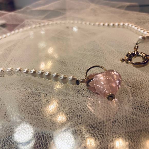 Y2k Style Pearl Choker Pink Crystal Resin Pendant Accesory Women Necklace - Picture 5 of 6